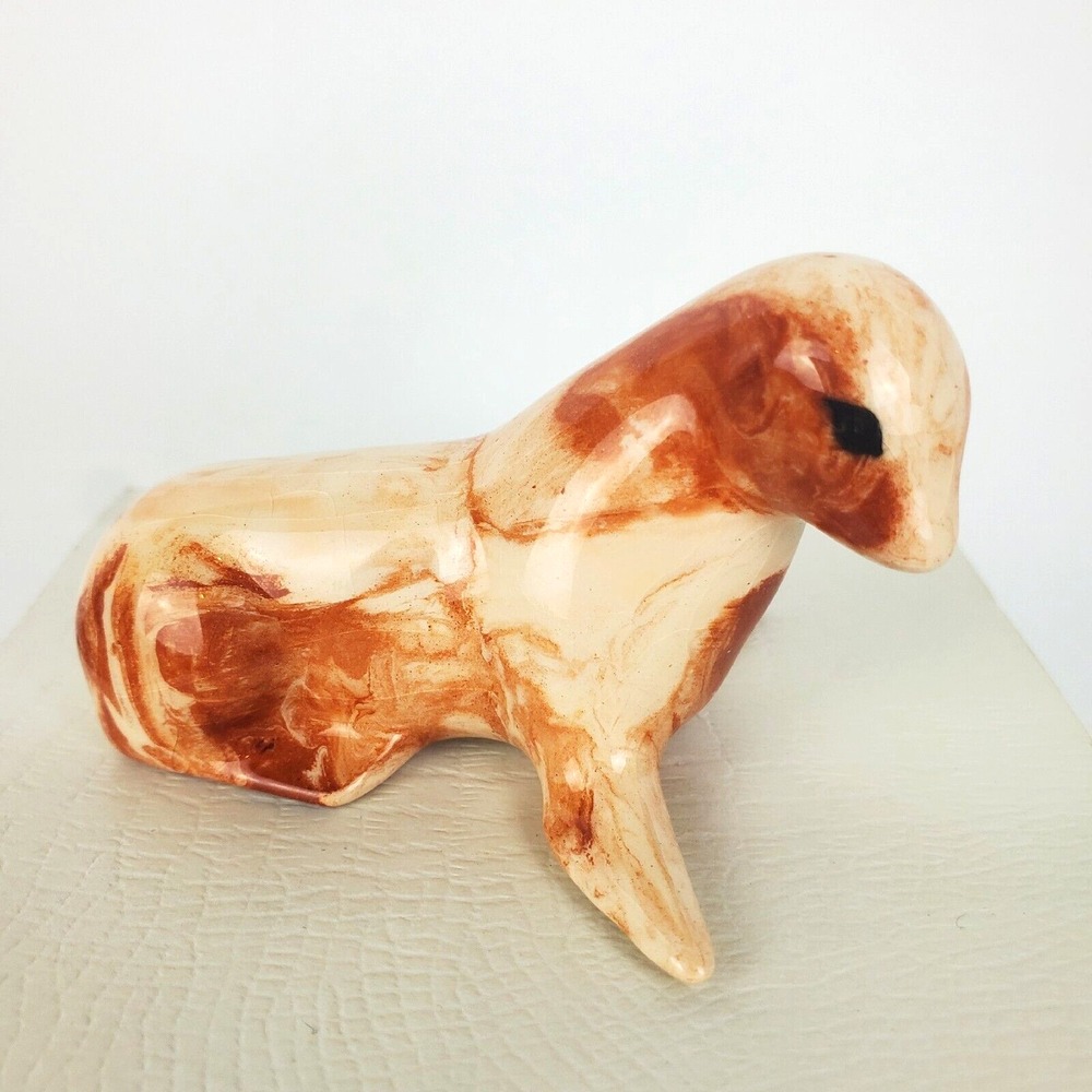Sitka Cay Alaska Eskimo Seal Pup Marbled Glazed Sculpture Signed Souvenir Figure